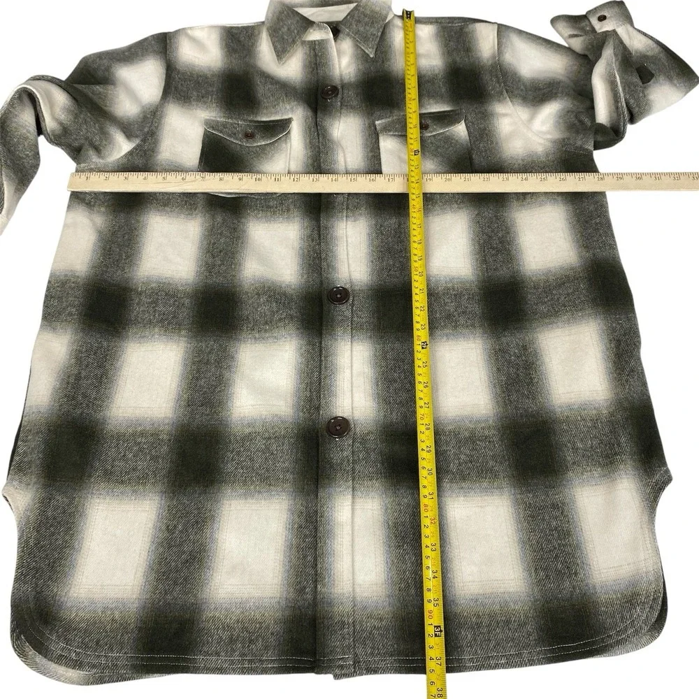 Basin and Range Flannel Plaid‎ Oversized Shacket Jacket Women Sz XS Wool Blend
